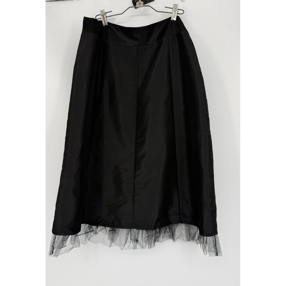 KappAhl Y2K Black Midi Skirt Sheer Mesh‎ Hem Goth Fairy Grunge 90s